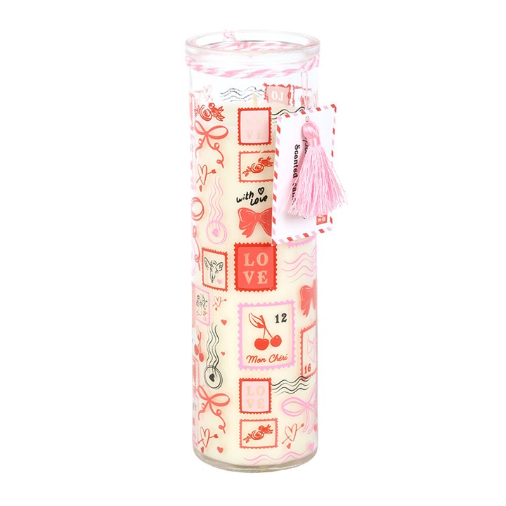 Postage Stamp Sparkling Rose Tube Candle