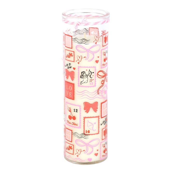 Postage Stamp Sparkling Rose Tube Candle