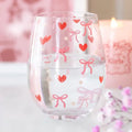 Bow and Heart Print Stemless Glass