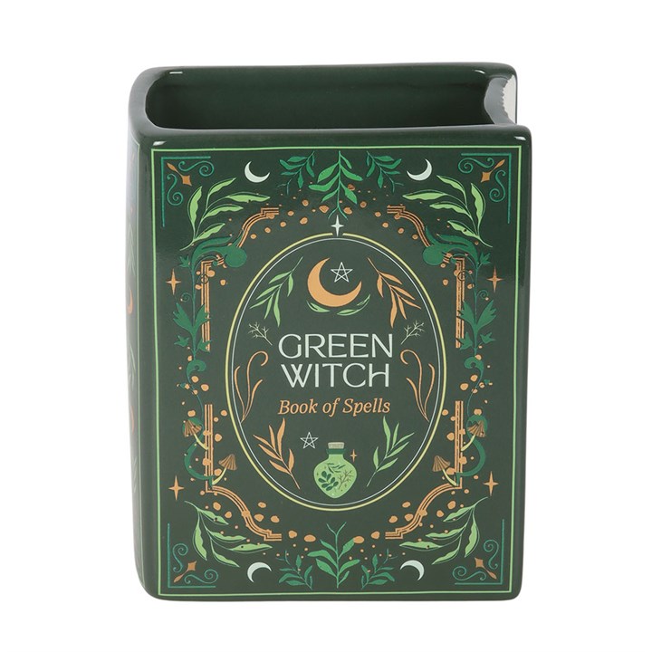 Green Witch Book Shaped Vase