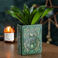 Green Witch Book Shaped Vase